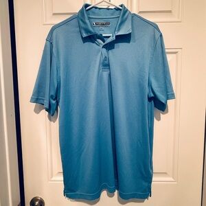 PEBBLE Beach Performance Blue/White Men's Golf Polo Shirt Size Medium